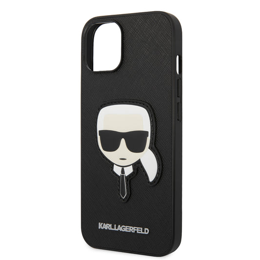 Custodia per Apple iPhone 14 Plus, Karl Lagerfeld, Saffiano Karl's Head, Nera