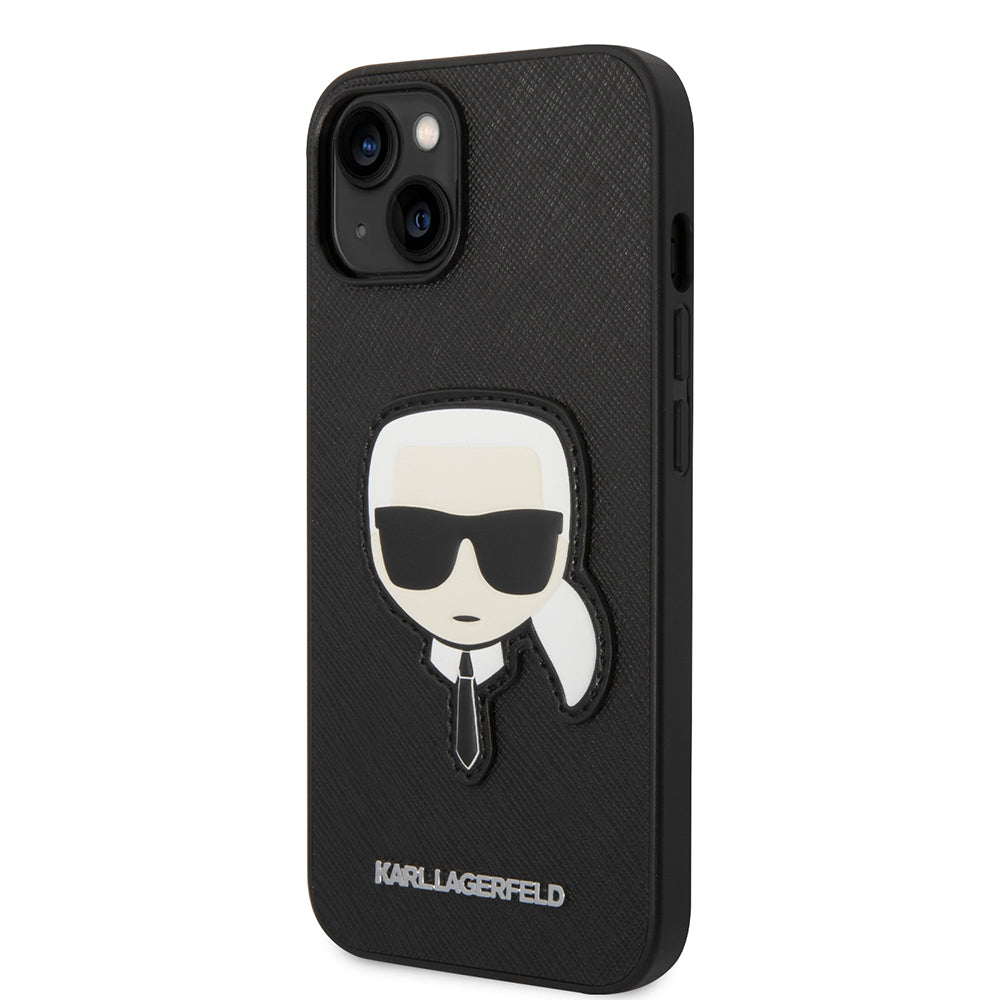 Custodia per Apple iPhone 14 Plus, Karl Lagerfeld, Saffiano Karl's Head, Nera