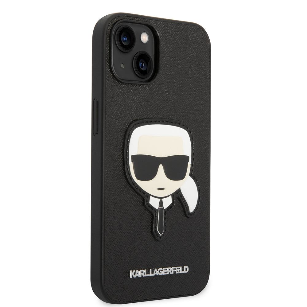 Custodia per Apple iPhone 14 Plus, Karl Lagerfeld, Saffiano Karl's Head, Nera