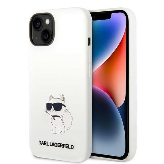 Custodia per Apple iPhone 14 Plus, Karl Lagerfeld, Silicone Choupette, Bianca