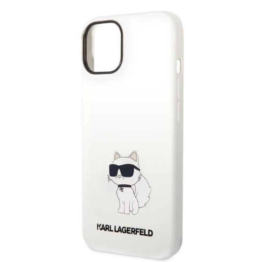 Custodia per Apple iPhone 14 Plus, Karl Lagerfeld, Silicone Choupette, Bianca