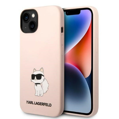 Custodia per Apple iPhone 14 Plus, Karl Lagerfeld, Silicone Choupette, Rosa