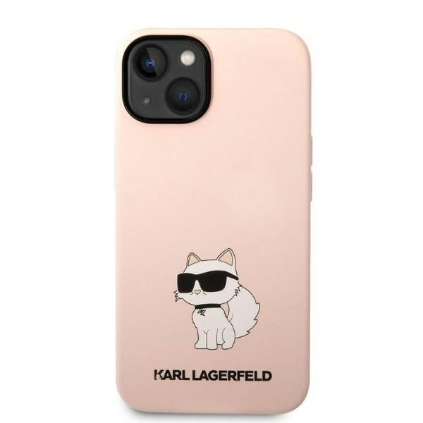 Custodia per Apple iPhone 14 Plus, Karl Lagerfeld, Silicone Choupette, Rosa