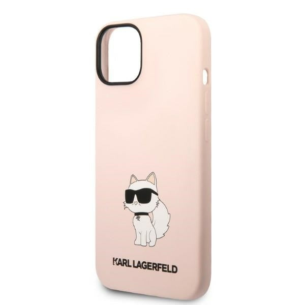 Custodia per Apple iPhone 14 Plus, Karl Lagerfeld, Silicone Choupette, Rosa