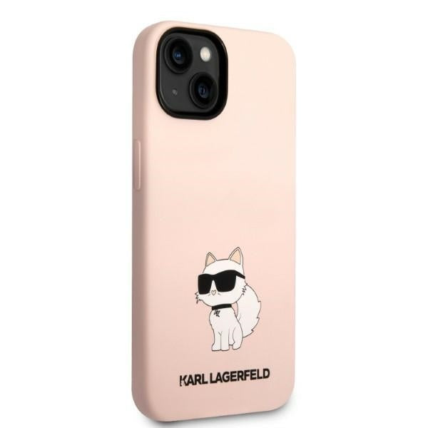 Custodia per Apple iPhone 14 Plus, Karl Lagerfeld, Silicone Choupette, Rosa