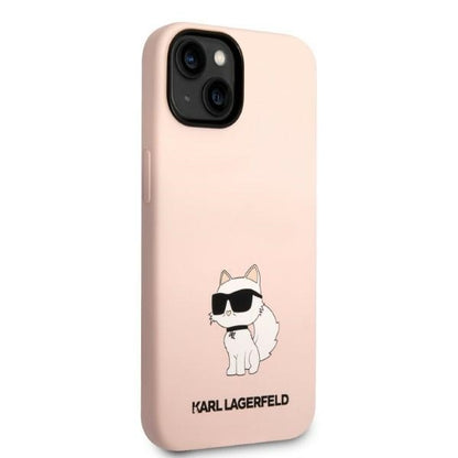 Custodia per Apple iPhone 14 Plus, Karl Lagerfeld, Silicone Choupette, Rosa