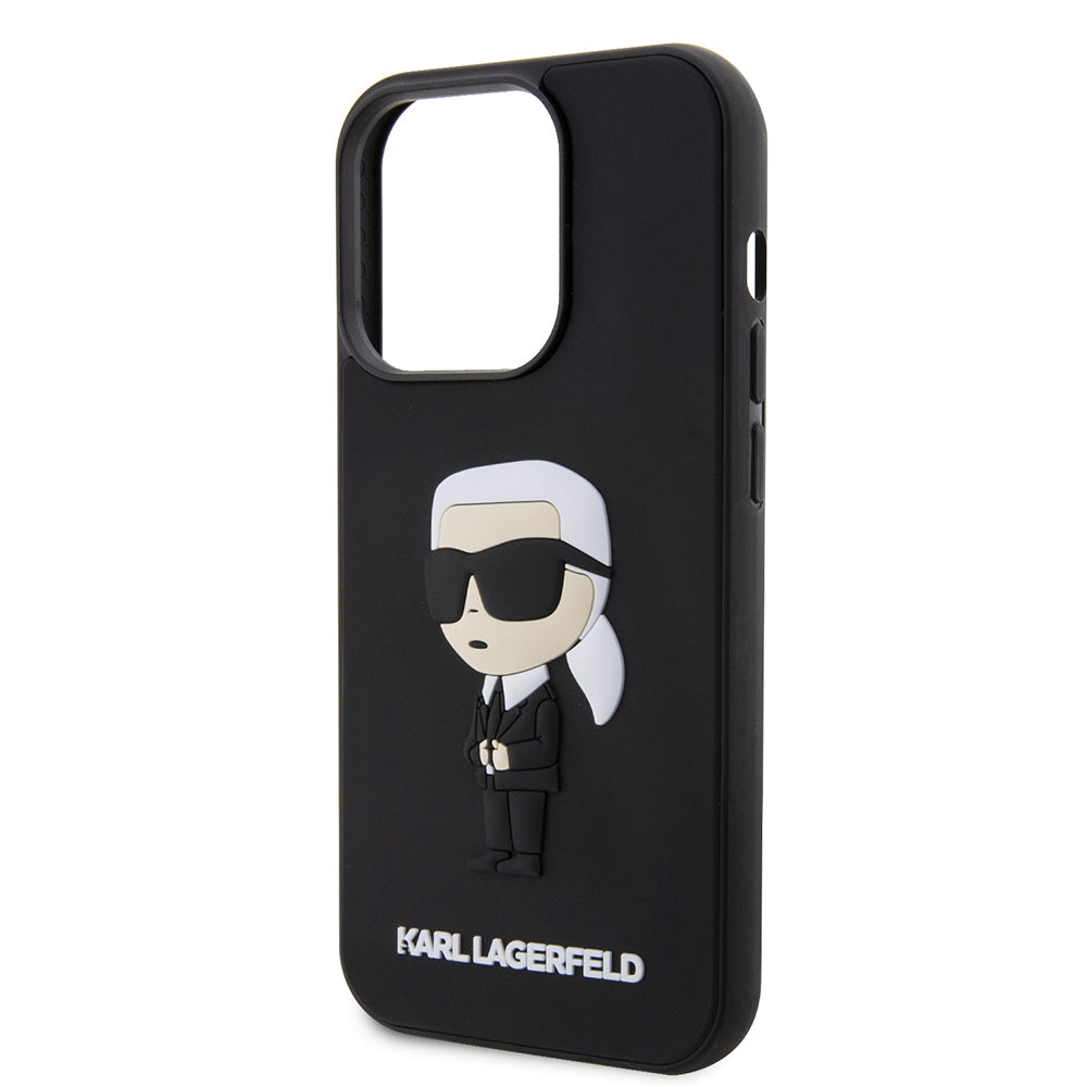Case for Apple iPhone 14 Pro, Karl Lagerfeld, 3D Rubber Ikonik Karl, Black