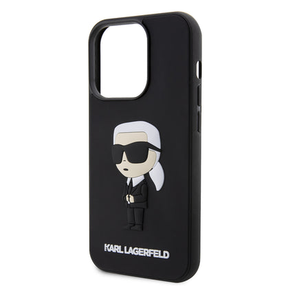 Case for Apple iPhone 14 Pro, Karl Lagerfeld, 3D Rubber Ikonik Karl, Black