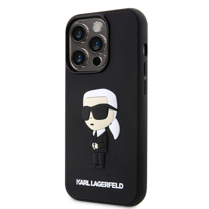 Case for Apple iPhone 14 Pro, Karl Lagerfeld, 3D Rubber Ikonik Karl, Black