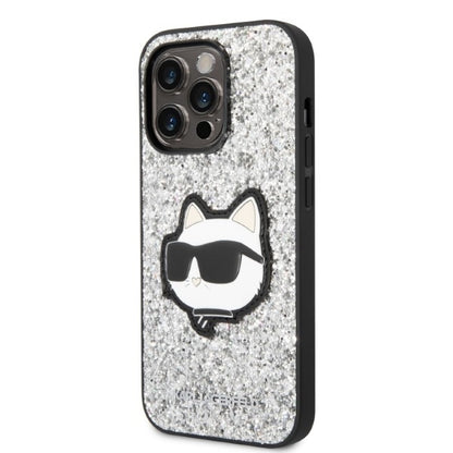 Custodia per Apple iPhone 14 Pro, Karl Lagerfeld, Glitter Choupette Patch, Argento