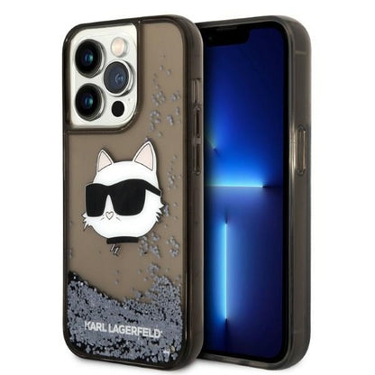 Case for Apple iPhone 14 Pro, Karl Lagerfeld, Glitter Choupette's Head, Black