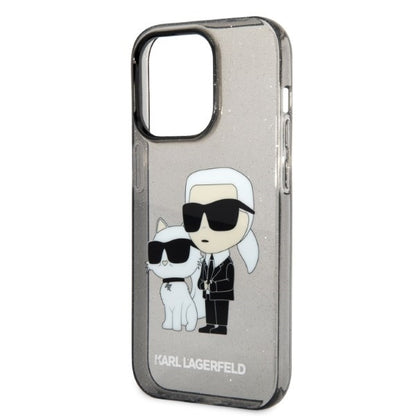 Custodia per Apple iPhone 14 Pro, Karl Lagerfeld, Glitter Karl & Choupette, Nera
