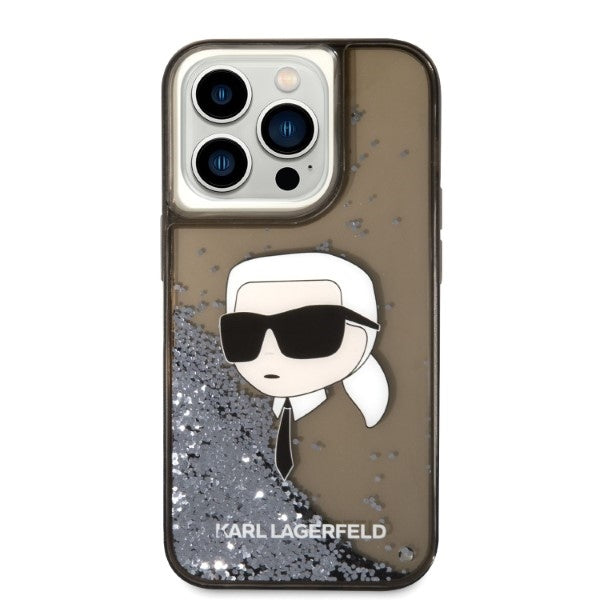 Custodia per Apple iPhone 14 Pro, Karl Lagerfeld, Glitter Karl's Head, Nera