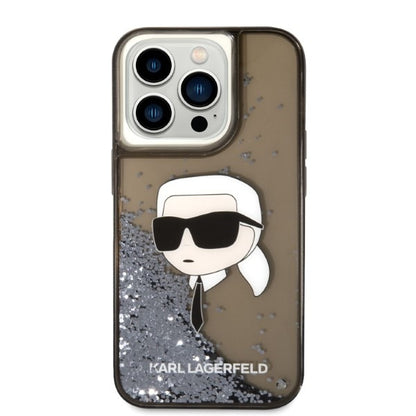 Custodia per Apple iPhone 14 Pro, Karl Lagerfeld, Glitter Karl's Head, Nera