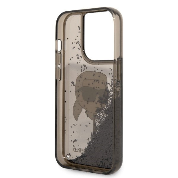 Custodia per Apple iPhone 14 Pro, Karl Lagerfeld, Glitter Karl's Head, Nera