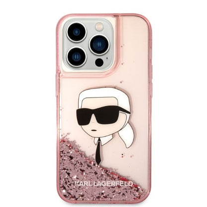 Case for Apple iPhone 14 Pro, Karl Lagerfeld, Glitter Karl's Head, Pink