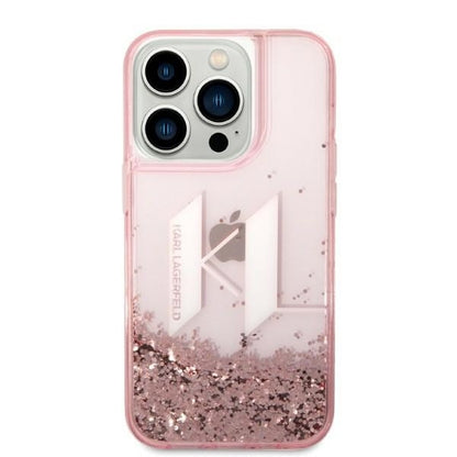 Case for Apple iPhone 14 Pro, Karl Lagerfeld, Glitter Liquid Big KL, Pink