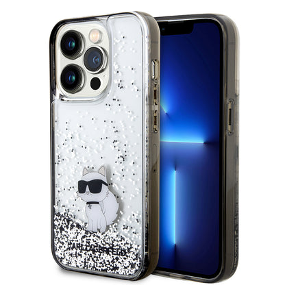 Custodia per Apple iPhone 14 Pro, Karl Lagerfeld, Liquid Glitter Choupette, Trasparente