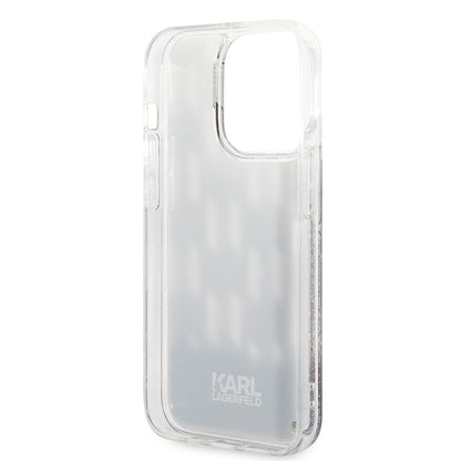Custodia per Apple iPhone 14 Pro, Karl Lagerfeld, Liquid Glitter Monogram, Nera