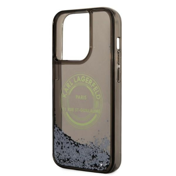 Custodia per Apple iPhone 14 Pro, Karl Lagerfeld, Liquid Glitter RSG, Nera