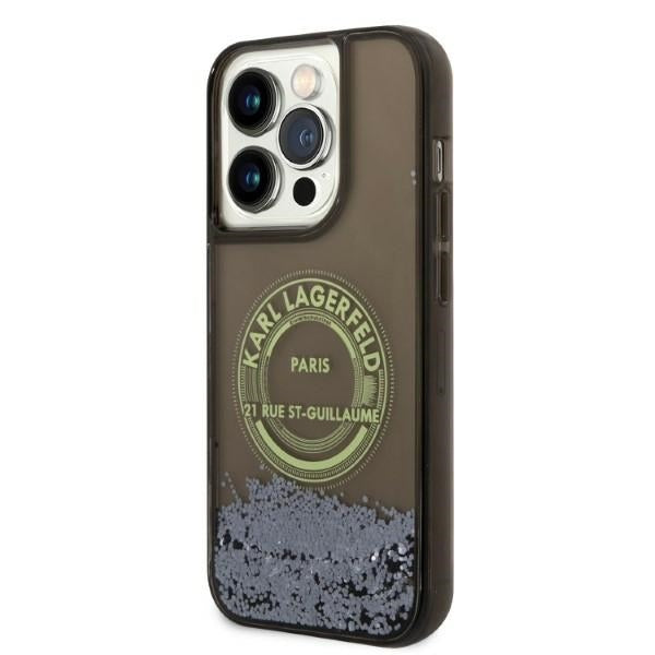 Custodia per Apple iPhone 14 Pro, Karl Lagerfeld, Liquid Glitter RSG, Nera