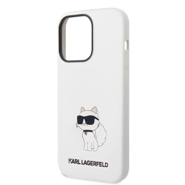 Custodia per Apple iPhone 14 Pro, Karl Lagerfeld, Silicone Choupette, Bianca