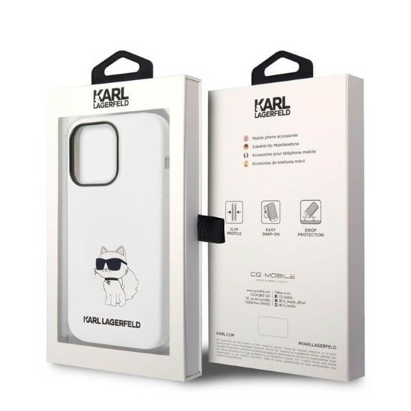 Custodia per Apple iPhone 14 Pro, Karl Lagerfeld, Silicone Choupette, Bianca