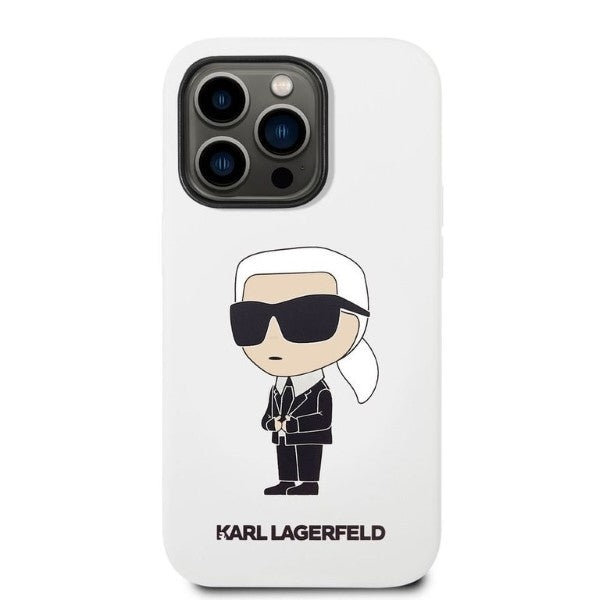 Custodia per Apple iPhone 14 Pro, Karl Lagerfeld, Silicone Ikonik NFT, Bianca