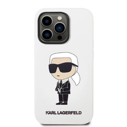 Custodia per Apple iPhone 14 Pro, Karl Lagerfeld, Silicone Ikonik NFT, Bianca