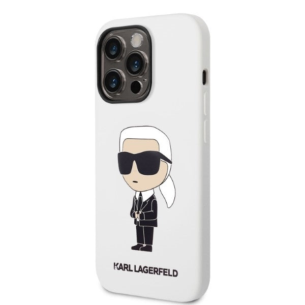 Custodia per Apple iPhone 14 Pro, Karl Lagerfeld, Silicone Ikonik NFT, Bianca