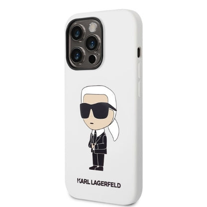 Custodia per Apple iPhone 14 Pro, Karl Lagerfeld, Silicone Ikonik NFT, Bianca
