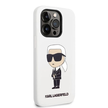 Custodia per Apple iPhone 14 Pro, Karl Lagerfeld, Silicone Ikonik NFT, Bianca