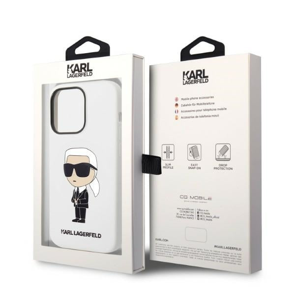 Custodia per Apple iPhone 14 Pro, Karl Lagerfeld, Silicone Ikonik NFT, Bianca