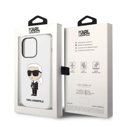 Custodia per Apple iPhone 14 Pro, Karl Lagerfeld, Silicone Ikonik NFT, Bianca