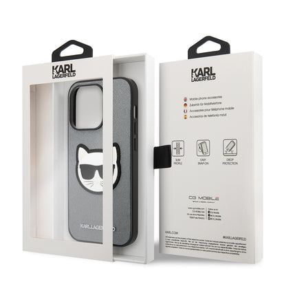 Custodia per Apple iPhone 14 Pro, Karl Lagerfeld, Saffiano Choupette's Head, Argento