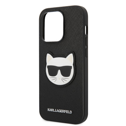 Custodia per Apple iPhone 14 Pro, Karl Lagerfeld, Saffiano Choupette's Head, Nera