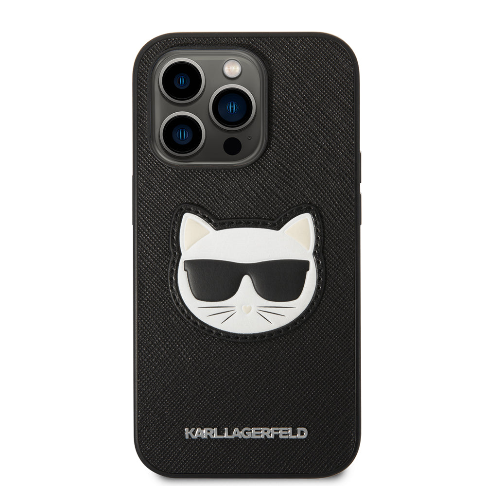 Custodia per Apple iPhone 14 Pro, Karl Lagerfeld, Saffiano Choupette's Head, Nera