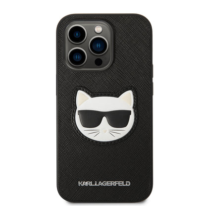 Custodia per Apple iPhone 14 Pro, Karl Lagerfeld, Saffiano Choupette's Head, Nera
