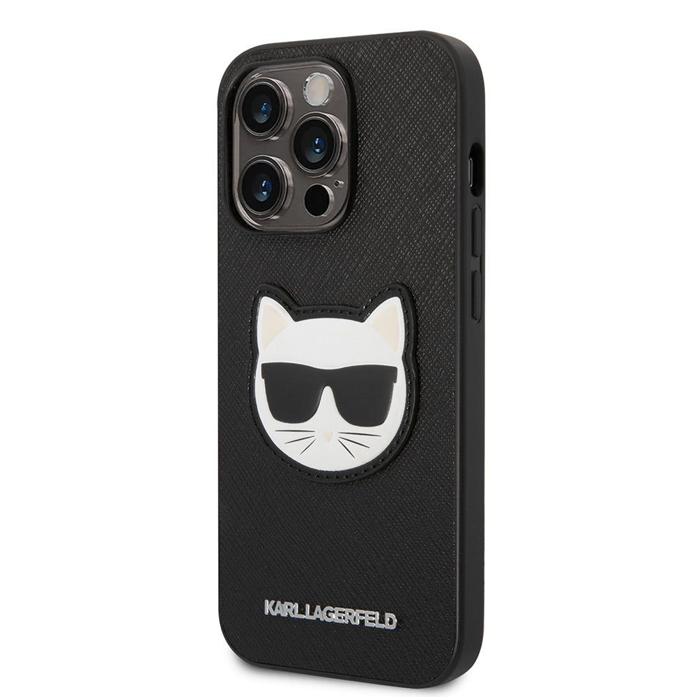 Custodia per Apple iPhone 14 Pro, Karl Lagerfeld, Saffiano Choupette's Head, Nera