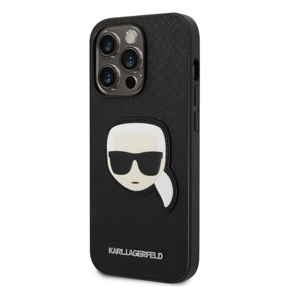 Case for Apple iPhone 14 Pro, Karl Lagerfeld, Saffiano Karl's Head, Black