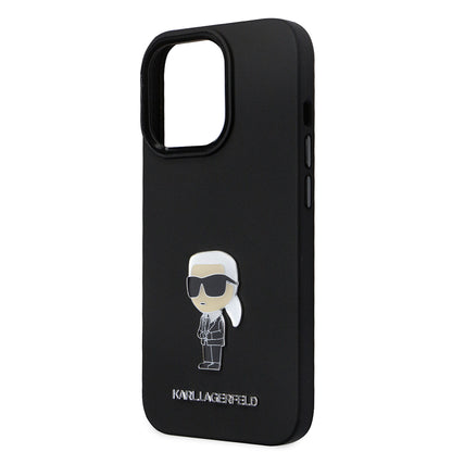 Case for Apple iPhone 14 Pro, Karl Lagerfeld, Silicone Ikonik Karl Metal, Black