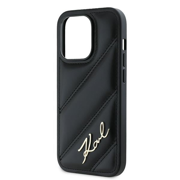 Custodia per Apple iPhone 14 Pro Max, Karl Lagerfeld, Diagonal Quilted Script, Nera