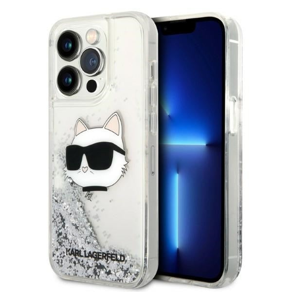 Custodia per Apple iPhone 14 Pro Max, Karl Lagerfeld, Glitter Choupette's Head, Argento