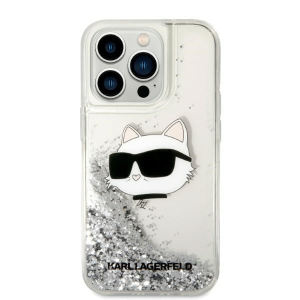 Custodia per Apple iPhone 14 Pro Max, Karl Lagerfeld, Glitter Choupette's Head, Argento