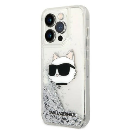 Custodia per Apple iPhone 14 Pro Max, Karl Lagerfeld, Glitter Choupette's Head, Argento
