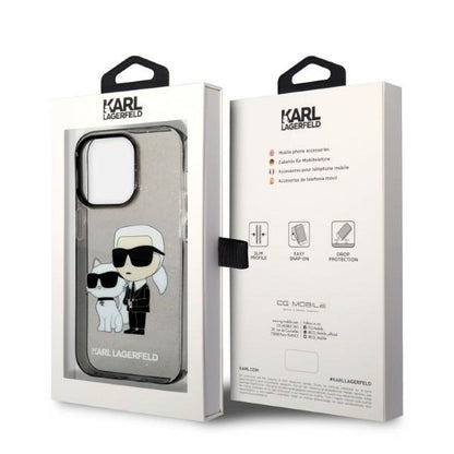 Case for Apple iPhone 14 Pro Max, Karl Lagerfeld, Glitter Karl & Choupette, Black