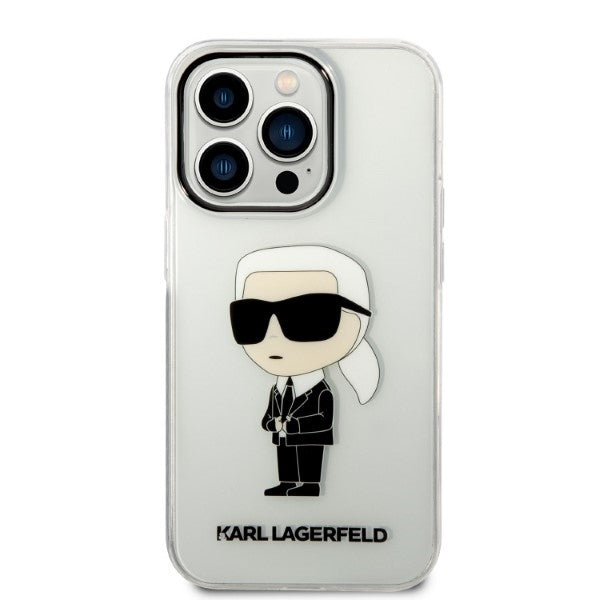 Custodia per Apple iPhone 14 Pro Max, Karl Lagerfeld, Ikonik Karl, Trasparente