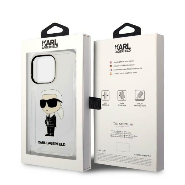 Custodia per Apple iPhone 14 Pro Max, Karl Lagerfeld, Ikonik Karl, Trasparente