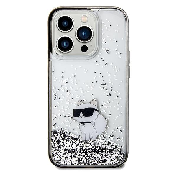 Custodia per Apple iPhone 14 Pro Max, Karl Lagerfeld, Liquid Glitter Choupette, Trasparente