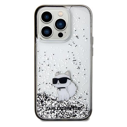 Custodia per Apple iPhone 14 Pro Max, Karl Lagerfeld, Liquid Glitter Choupette, Trasparente